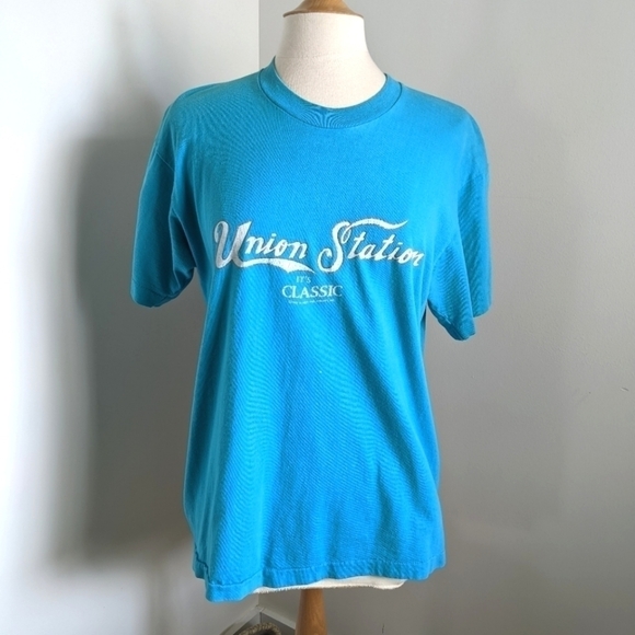 VINTAGE Single Stitch Teal Tee Shirt L - Picture 1 of 10
